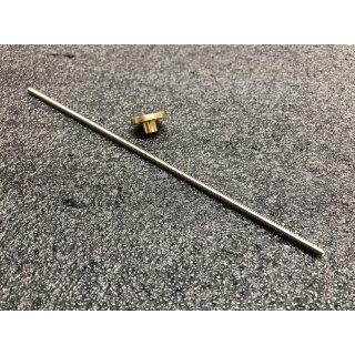Trapezspindel D4 x 1mm Steigung Edelstahl mit Messingmutter