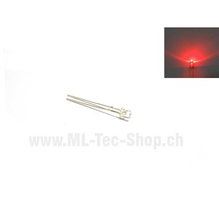 LED Superhell 3mm Rot flacher Kopf 3000mcd 10stk.